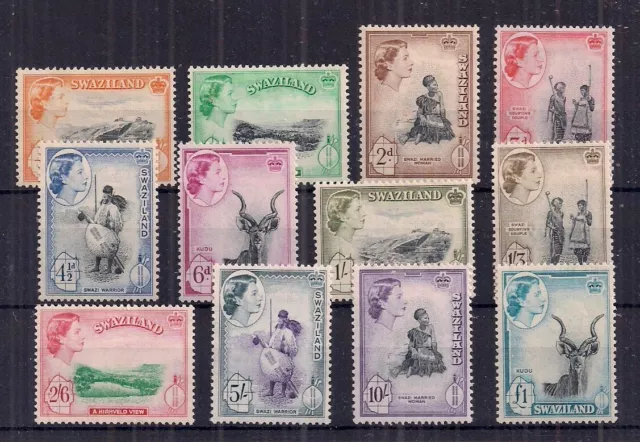 Swaziland-Qe11 1956 Set Of 12.Sg 53-64 Mounted Mint.very Nice Lot.