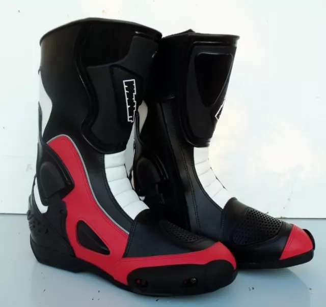 Botte Chaussures de Course pour Moto en Cuir Avec Protections