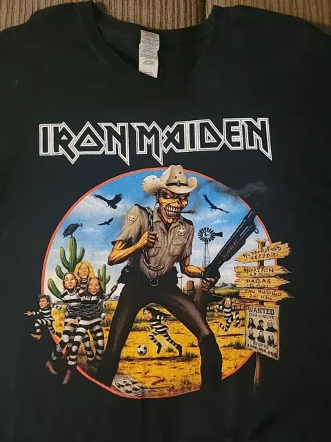 Iron Maiden Book Of Souls 2017 Texas Tour Band Tee Shirt Black Size X Large Rare