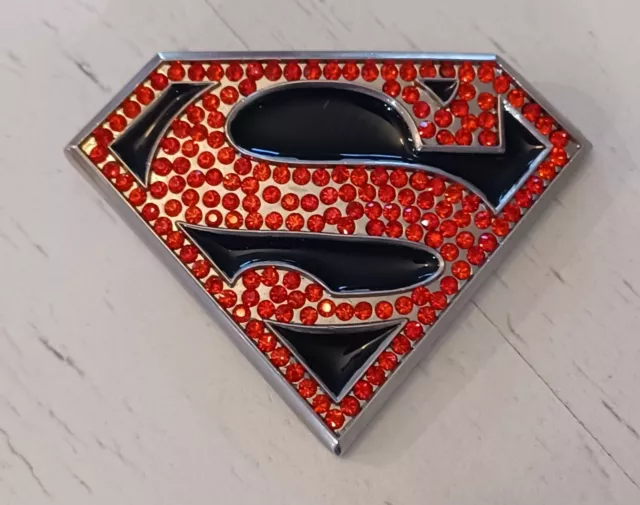 DC Comics Superman Supergirl Black Red Bling Belt Buckle Rhinestone Cosplay S11