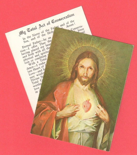 HOLY CARD SACRED Heart of Jesus Consecration Prayer Divine Providence £ ...