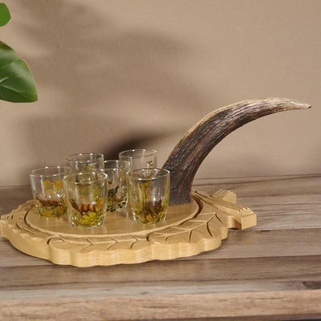 Aguardiente Proveedor Schnapsbrett H13cm Ciervo Asa Con 6 Pieza " Corto " Vasos 3