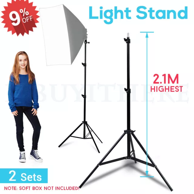 2x Light Stands Tripod For Photo Lighting Studio Umbrella Holder Flash Bracket