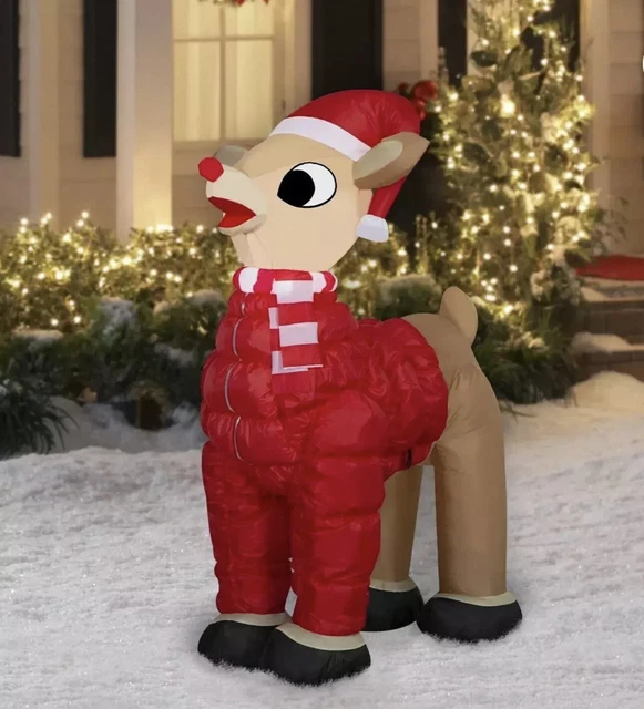GEMMY RUDOLPH THE Red-Nosed Reindeer Airblown Inflatable 4.5' Light Up ...