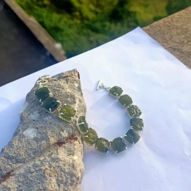 Real Moldavite Bracelet Czech Moldavite Bracelet 925 Sterling Silver Bracelet 3