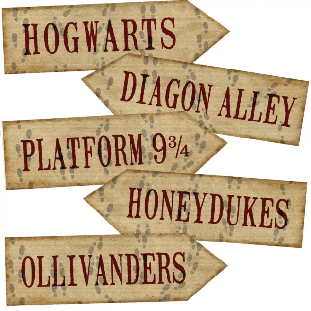 6 Harry Potter Hogwarts Wizards Party Decoration Arrow Signs