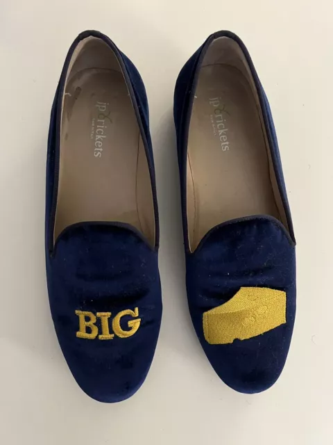 JP Crickets Blue Suede Slippers Embroidered Logo size 10.5D Similar To Stubbs