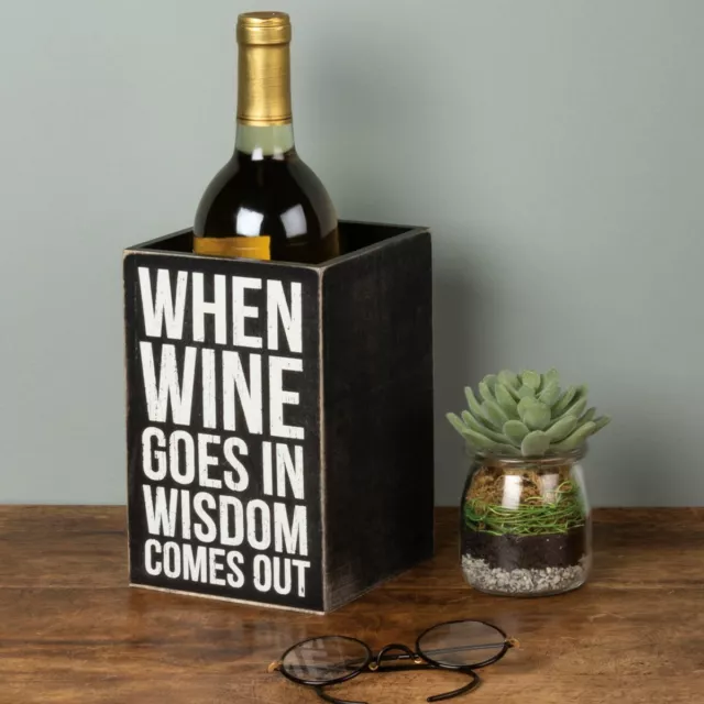 Single Wine Box - "When Wine Goes In Wisdom Comes Out" Primitives By Kathy NEW 2