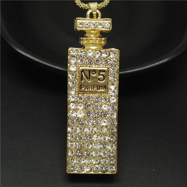 New Betsey Johnson White Bling Perfume Bottle Crystal Pendant Women Necklace