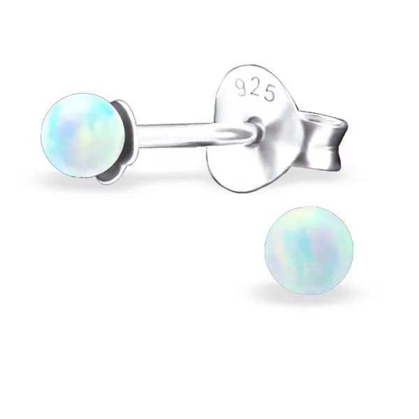 925 Sterling Silver Opal Tiny Ball Stud Earrings Kids Girls Women 8 Colours