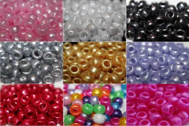Pearl Pony Beads 9x6mm Barrel Shaped Ideal For Dummy Clips - Choose Your Colour