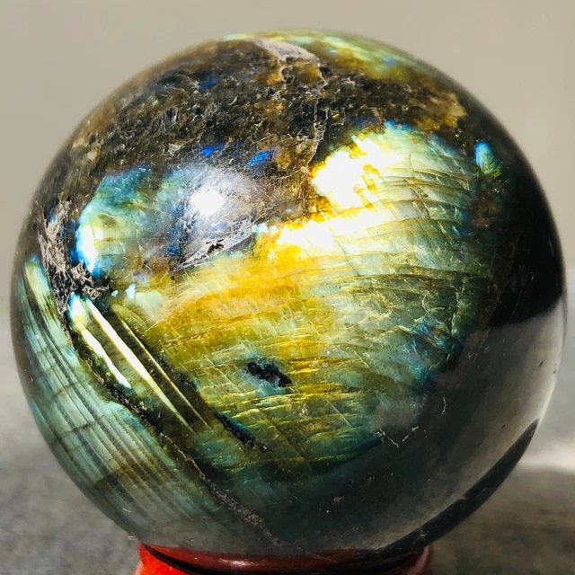 176g Natural labradorite ball rainbow quartz crystal sphere gem reiki healing