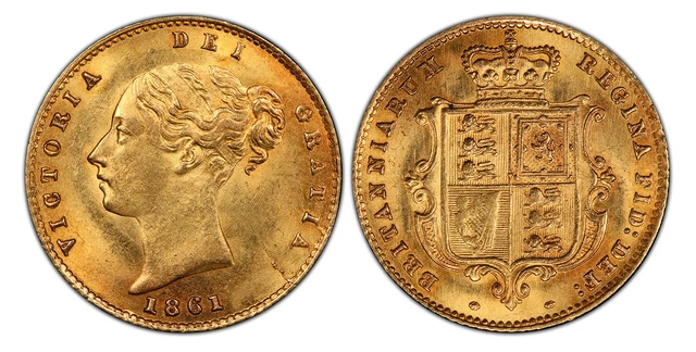 GREAT BRITAIN Victoria 1861 AV Half-Sovereign. PCGS MS63 No die number. S-3859a