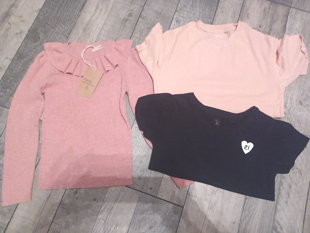 Pacchetto t-shirt top per ragazze Next & River Island nuova con etichette età 3-4 anni