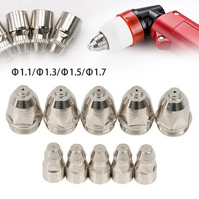10 Pcs P-80 Plasma Cutter Consumable Torch Kit 1.1mm-1.7mm Nozzle-Tip Electrode