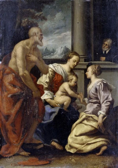 Oil painting-Mystical wedding of Saint Catherine of Alexandria and Saint Jerome