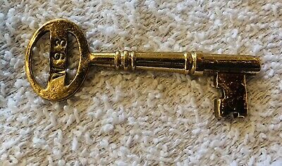 2 3/4”Long GOLD PLATED antique Collectible Hotel Key Skeleton Door key “W93”
