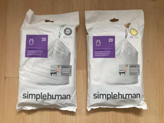 Fodere pattumiera personalizzate SimpleHuman nuove con etichette confezione da 20 taglie D & E