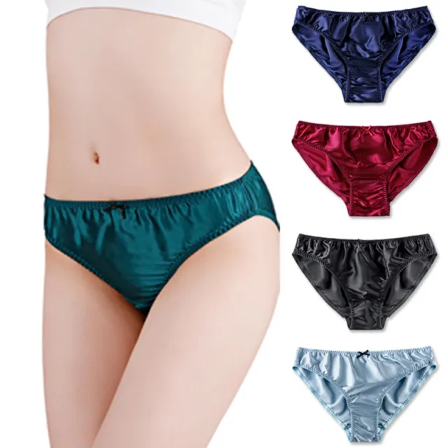 Sexy Womens Mulberry Silk Panties Mid Waist Briefs Underwear Seamless Knickers