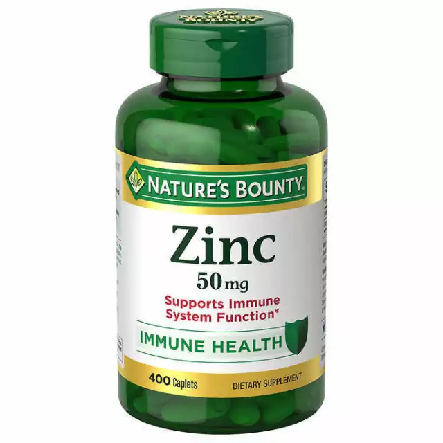 Nature’s Bounty Zinc 50 mg 400 Caplets for Immune Health Exp - 05/2026+