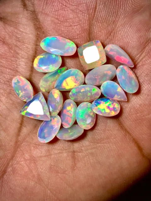 Faceted Ethiopian Opal multi welo fire Cut Stone Mix Shape Loose gemstone Lot.