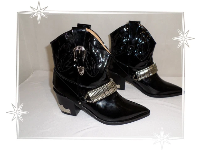 Magnifiques  Bottines Western Vernis Noir Toga Pulla Pointure 36