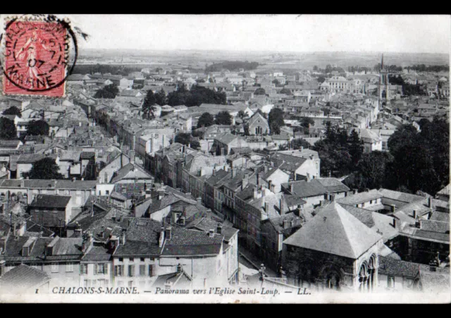 CHALONS-sur-MARNE (51) VILLAS & EGLISE SAINT-LOUP en 1907
