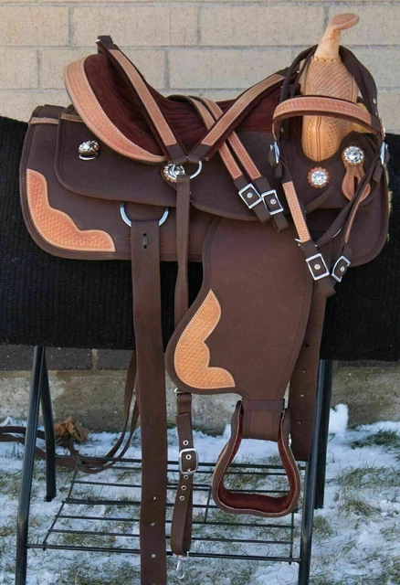Selle Western Synthétique Pour Barrel Racing Et Trail - Taille 15 Pouces - Idéale Tous Chevaux