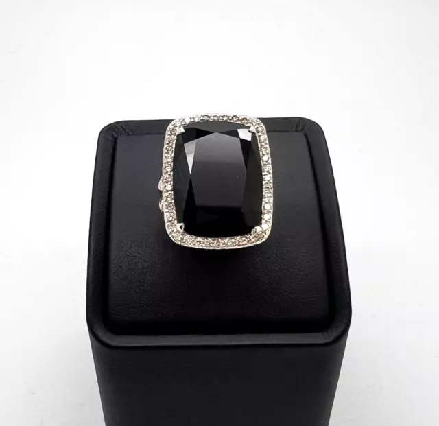 JOHN HARDY Sterling Silver Black Onyx Diamond Classic Chain Batu Ring