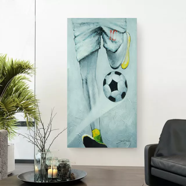 Framed Abstract Art Oil Painting Canvas Hand Painted Home Decor Soccer Player