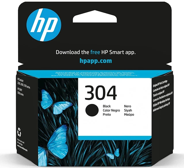 HP 304 Nero, N9K06AE, Cartuccia Originale HP, Compatibile Con Stampanti HP 