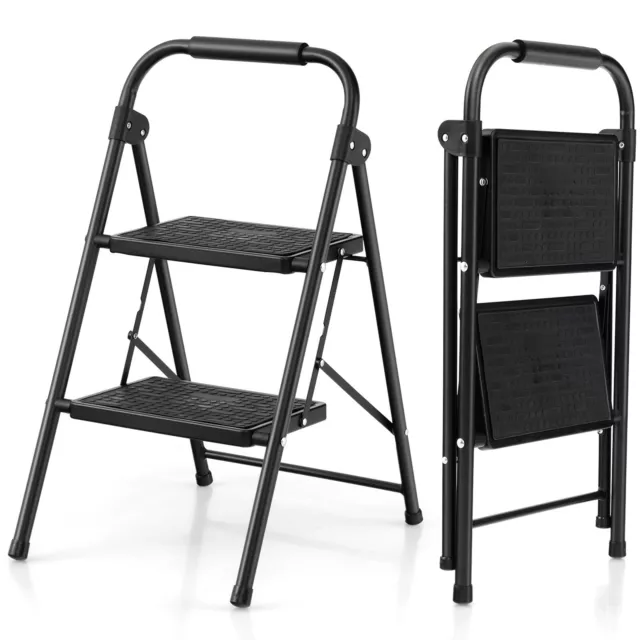Folding 2 Step Ladder Heavy Duty Safety Anti-Slip Stool Portable Step Stool