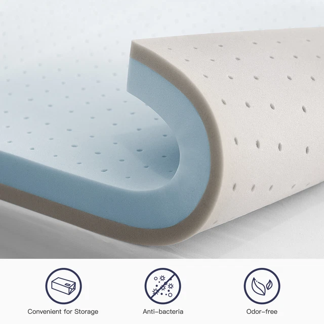 3 inch Gel Memory Foam Mattress Topper Pads Visco Bamboo Medium Soft Charcoal