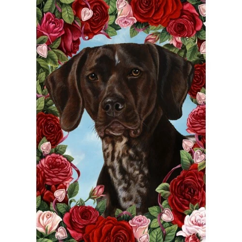 Roses House Flag - German Shorthaired Pointer 19049