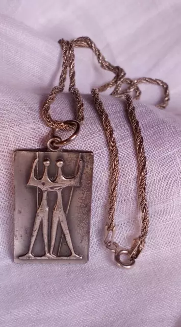 H Stern Vintage Lebranca de Brasilia Pewter Pendant and Sterling Chain 19"