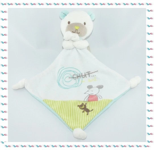 C - Doudou Peluche Ours Chut On Dort Mouchoir Pommette