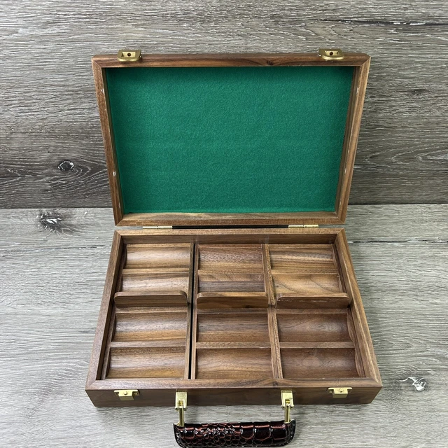 Vintage Poker Chip Travel Case  3 Wood Trays