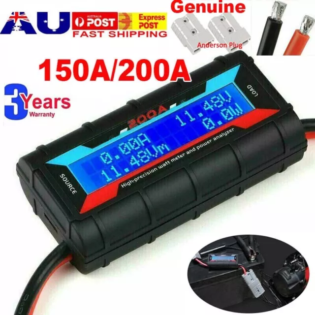 150A 200A Digital LCD Watt Meter Power Analyser Solar Caravan For Anderson Kit