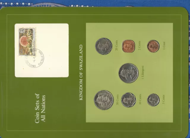 Coin Sets of All Nations Swaziland wcard 1975-1982 UNC 50 cents 1 Lilangeni 1981