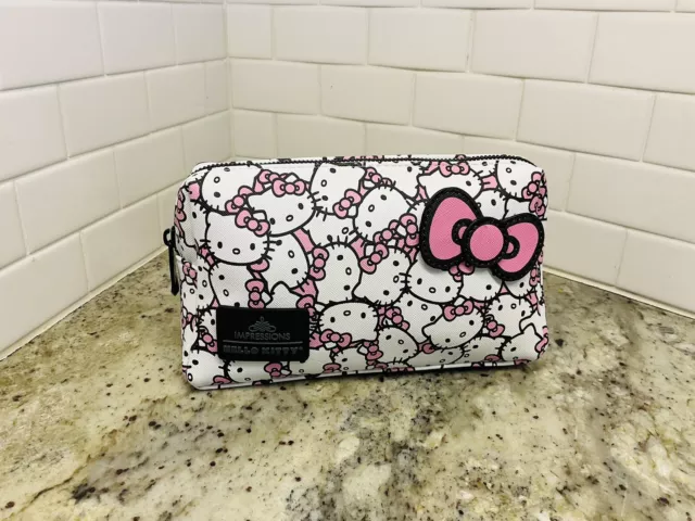 Hello Kitty Cosmetic Pouch Bag /Leather Impressions Vanity Sanrio, NEW