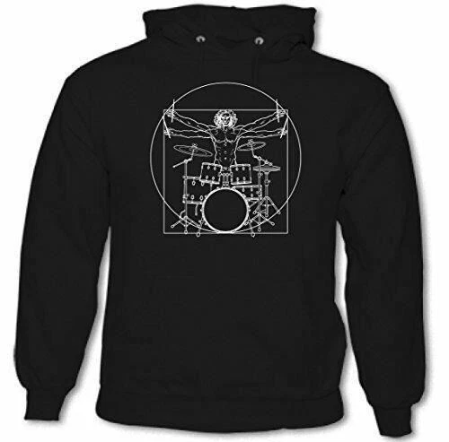 Drumming da Vinci Vitruviano Uomo - Divertente Felpa Batterista Tamburo