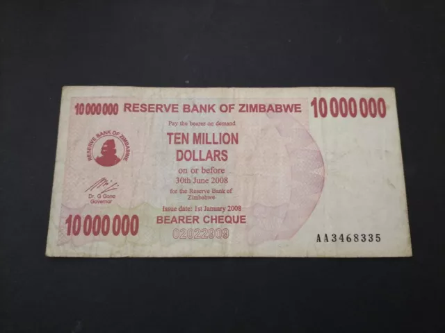 Zimbabue 2008 10 millones de dólares