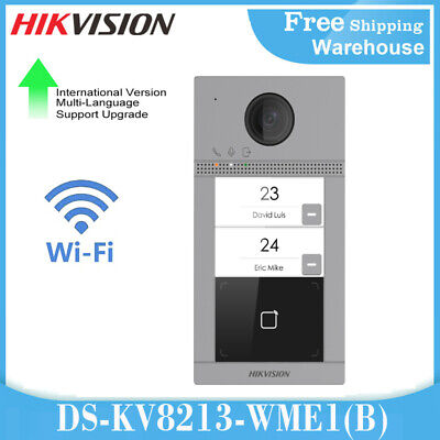 Campana de puerta de intercomunicador de video Hikvision DS-KV8213-WME1(B) inalámbrica lectura PoE
