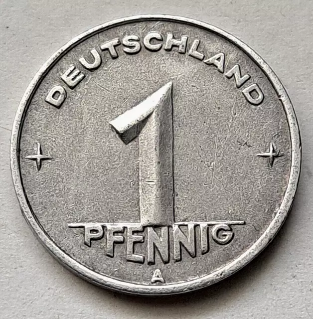 Deutschland DDR 1 Pfennig 1949A, Aluminium, ss+