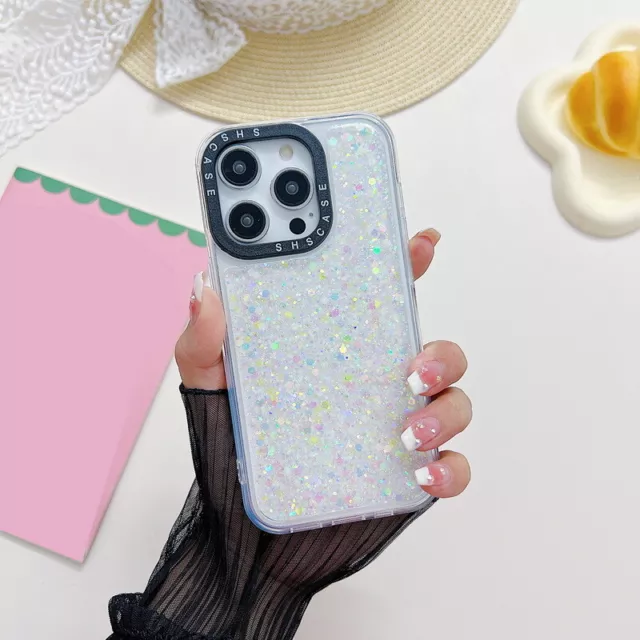 For iPhone 14 Pro Max 13 12 Glitter Luminous Clear Night Glow Phone Case Cover
