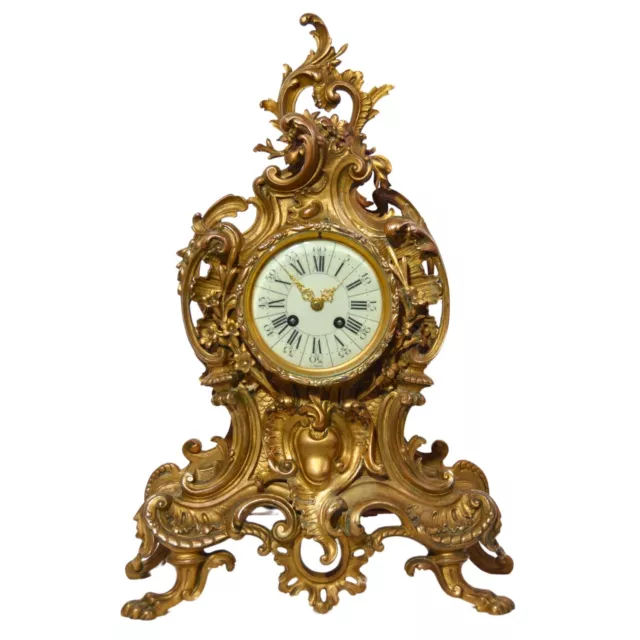 Louis XV-style Gilt Bronze Mantle Clock Stamped With 'A D Mougin Deux Medailles'