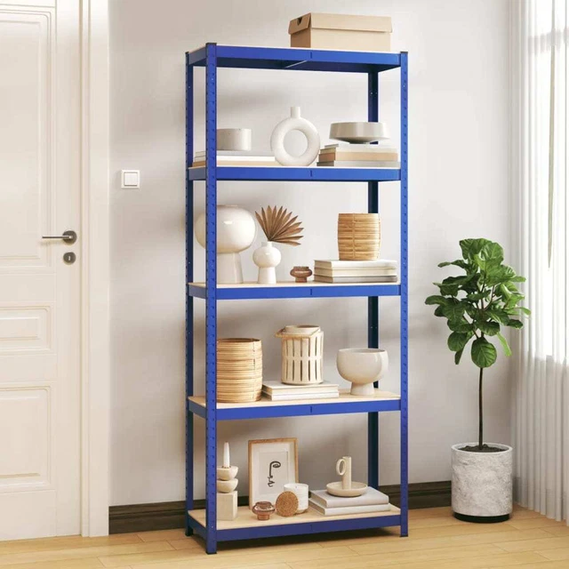 Estantería almacenaje 5 niveles azul madera contrachapada acero vidaXL