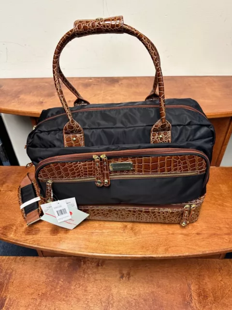 New Samantha Brown Classic Drop Bottom Satchel With Black / Camel