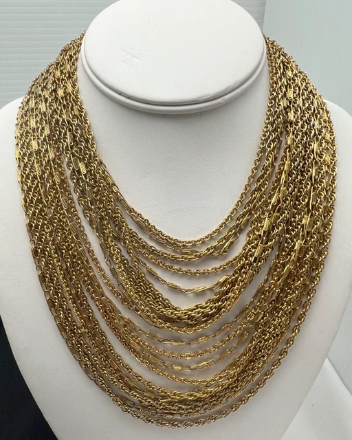 Vintage Coro Pegasus Necklace Multi-Strand 21 Chains Bib Style Vintage Coro Pegasus Necklace Multi-Strand 21 Chains Bib Style