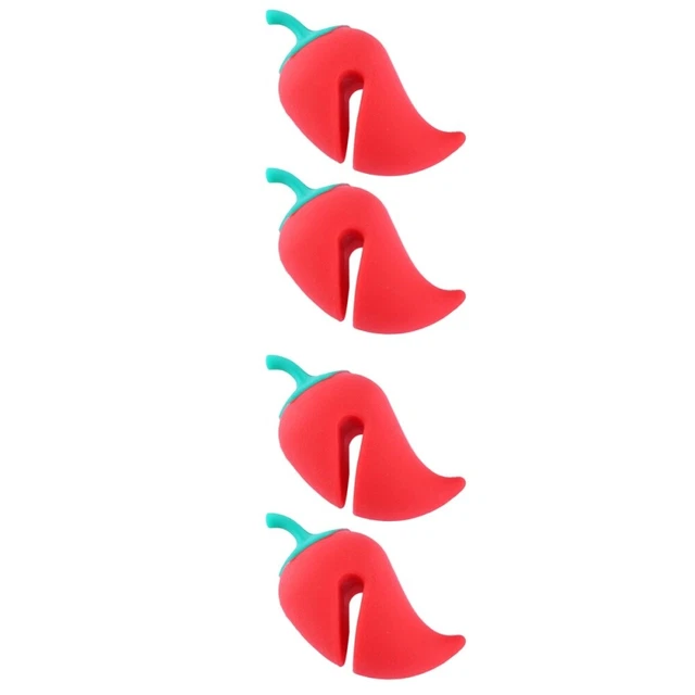 4 piezas Olla de silicona con clip olla cuchara de descanso clip a prueba de derrames elevador de tapas